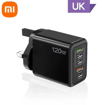 Cargador Xiaomi 120W Carga Rápida Multi 5 Puertos USB-C PD Adaptador para iPhone/Xiaomi/Samsung