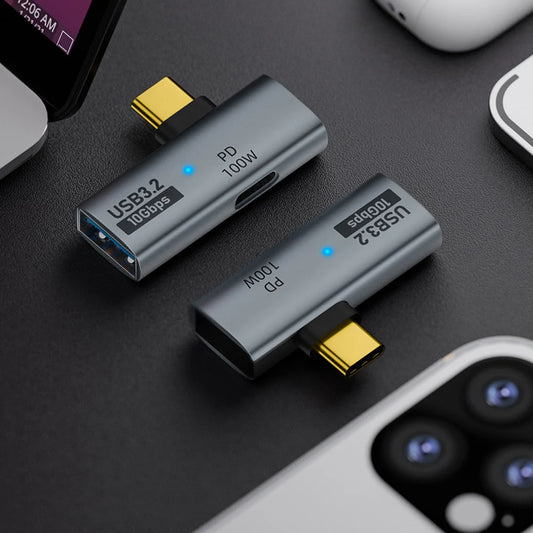 Adaptador USB-C 2-en-1 100W PD a USB OTG Soporta Transferencia Datos Carga Rápida para iPhone 15/Tablet/MacBook