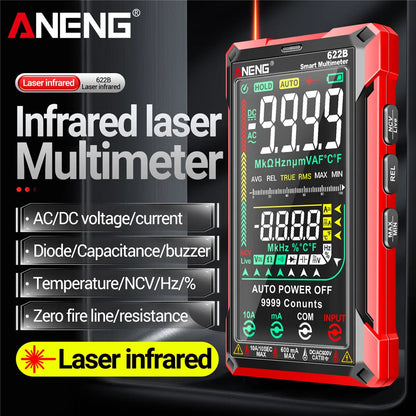 Multímetro Digital Inteligente ANENG 622B/622A True RMS 9999 Cuentas Lámpara Láser Autorango DC/AC Tester Analógico