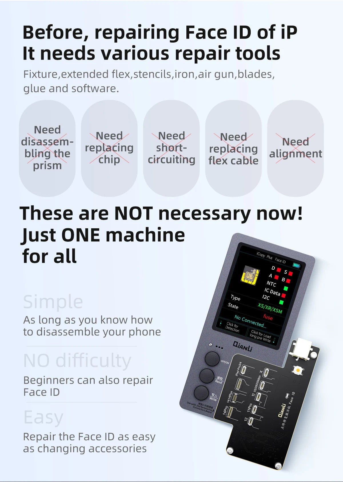 Qianli iCopy Plus LCD Screen Original Color Repair Programmer for Phone 11 Pro Max XR XSMAX XS 8P 8 7P 7 Vibration/Touch Repair