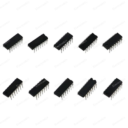Kit 50 Pcs (10 Valores x 5 Pcs) Chips IC DIP Surtidos Caja (Serie 74HCxx)