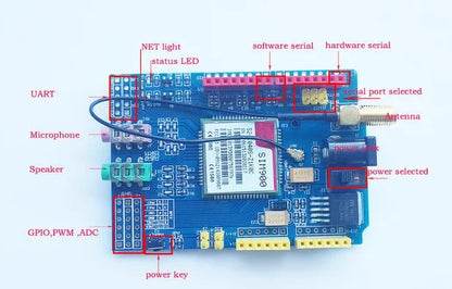 Placa Desarrollo Módulo SIM900 (4 Frecuencias, GSM/GPRS/SMS) Datos Inalámbricos (Superior a TC35I)