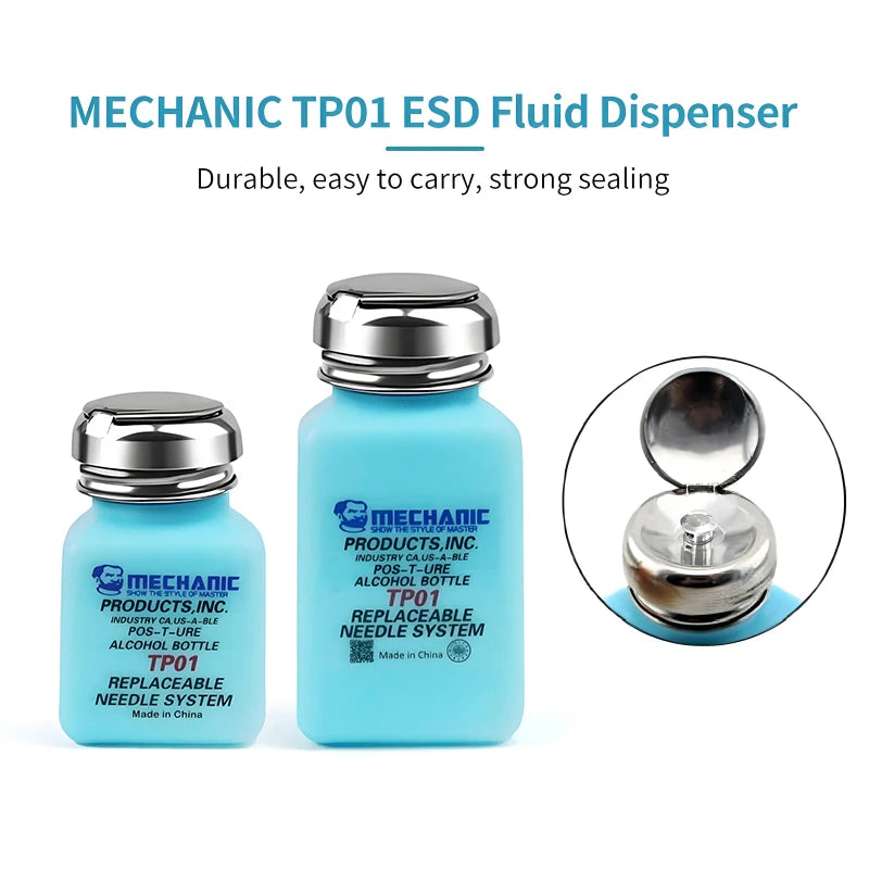 MECHANIC TZ01 TP01 Anti-static Alcohol Bottle for Motherboard Cleaning Industrial Stainless Steel Solution Dispenser