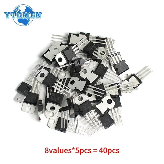 Kit Surtido Reguladores Voltaje TO-220 (LM317T, L7805-L7815, L7905/09) (Total 40 Piezas)