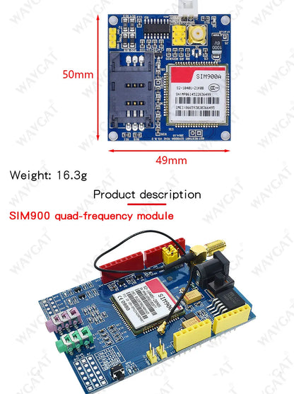 Kit Placa Módulo Transmisión Datos Inalámbrica GSM/GPRS SIM900A / SIM900 Mini V4.0 con Antena (Refurbished, C83 AEAK)