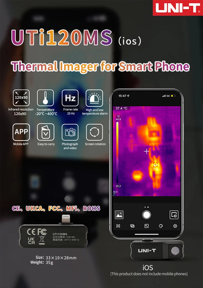 Termógrafo Infrarrojo Móvil UNI-T UTi120 / UTi261M USB para Celular - Cámara Térmica Reparación (Versión Rusa Handle)