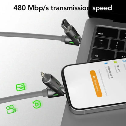 Cable Carga USB Multifunción 4 en 1 MFISH (USB/Tipo C/Lightning, Max 240W) Carga Rápida y Sincronización Datos para iPhone 15/16/iPad