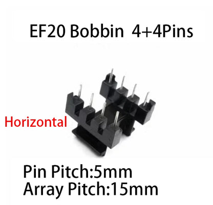 Núcleo Ferrita EE20/EF20 PC40 con Bobina Vertical/Horizontal (6/8/10 Pines)