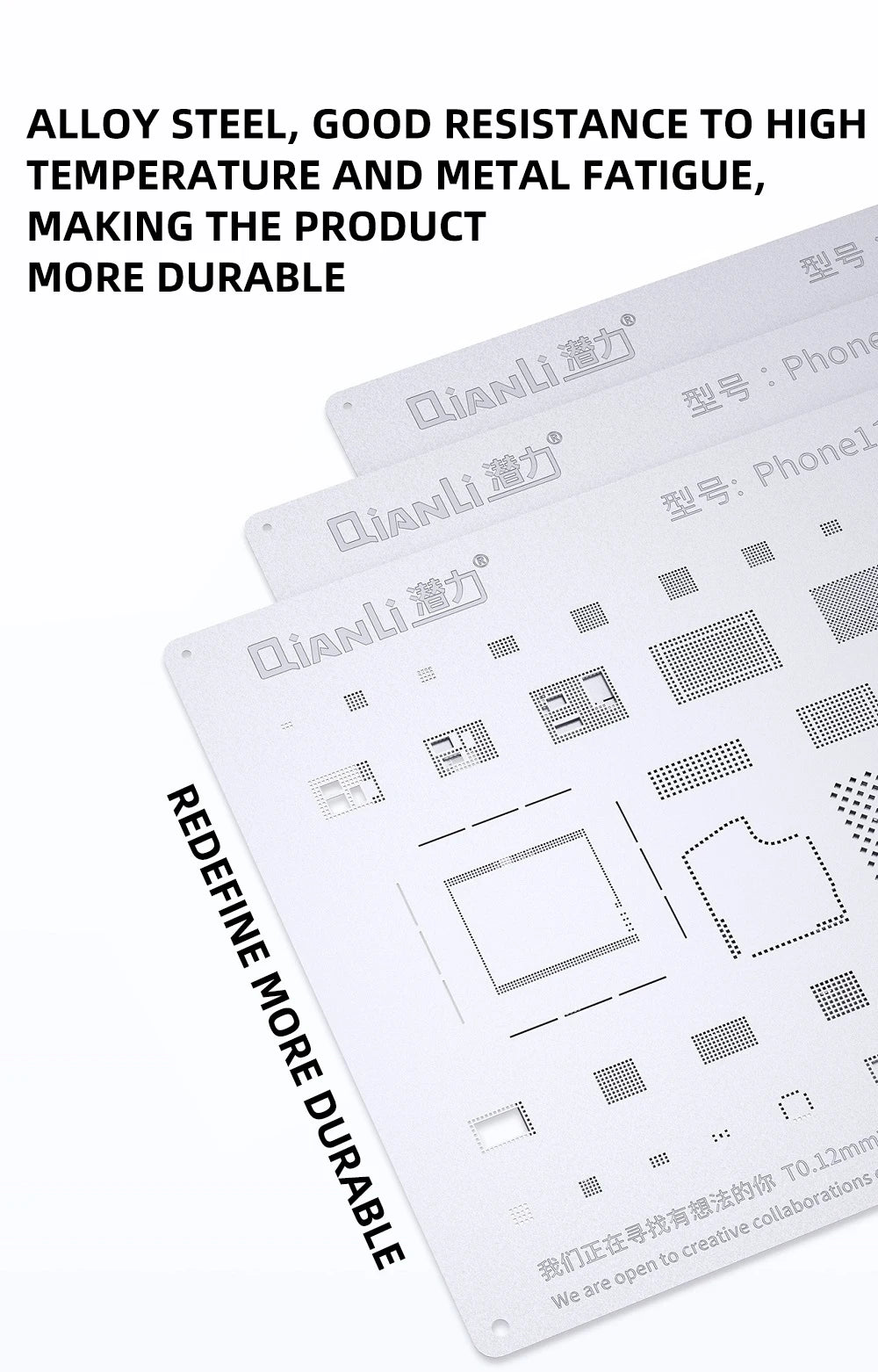 QIANLI MEGA-IDEA Black BGA Reballing Stencil Multifunction Universal Net for iPhone 6-16 Pro Max Planting Tin Steel Mesh tools