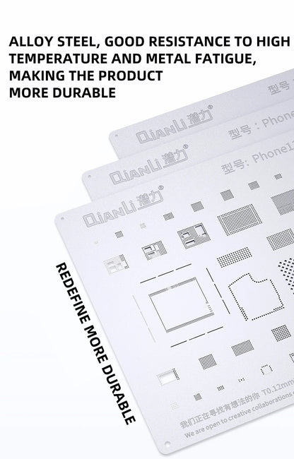 QIANLI MEGA-IDEA Black BGA Reballing Stencil Multifunction Universal Net for iPhone 6-16 Pro Max Planting Tin Steel Mesh tools