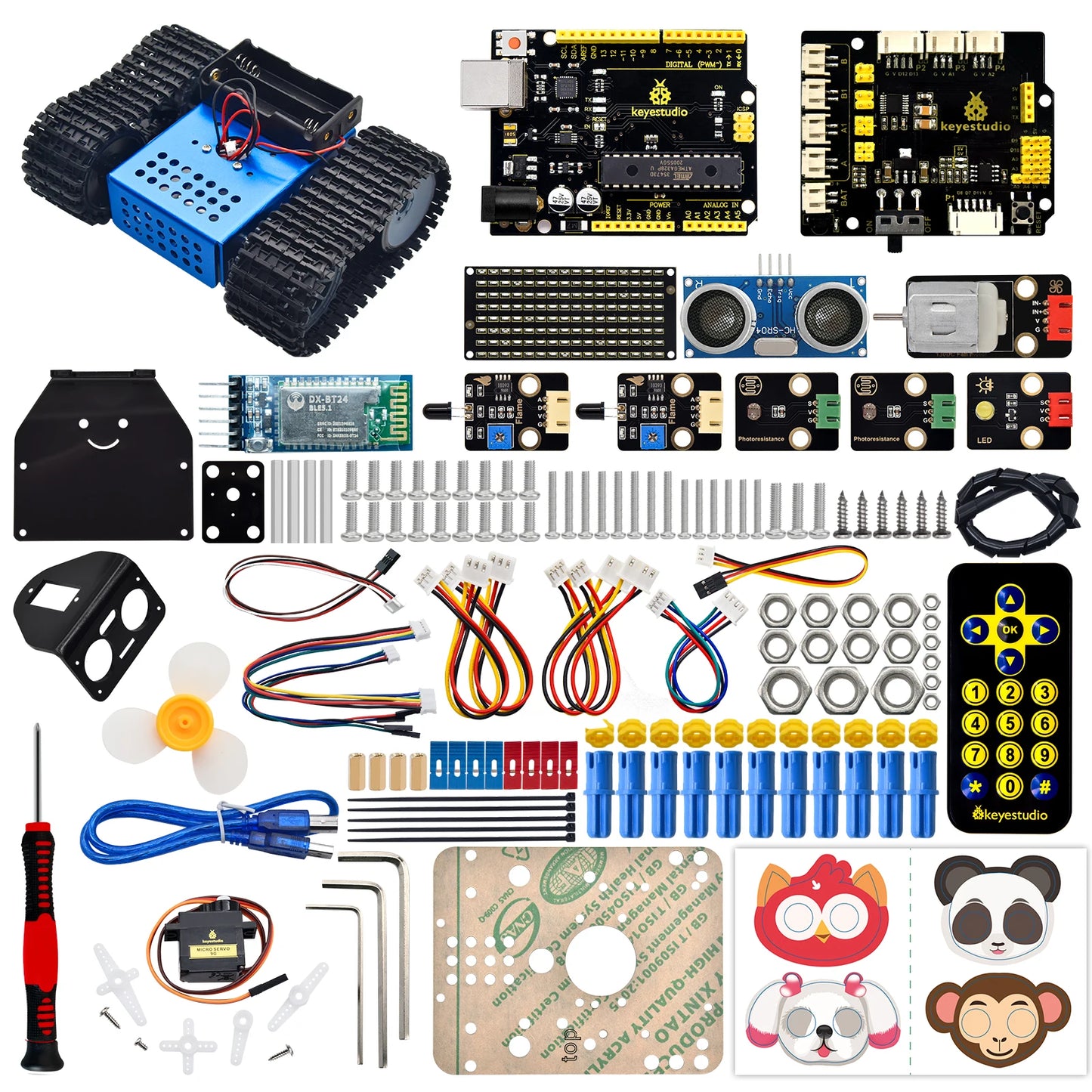 Kit Robot Tanque Inteligente Keyestudio Mini V3.0 (Actualizado) DIY STEM Programable compatible Arduino/Mixly