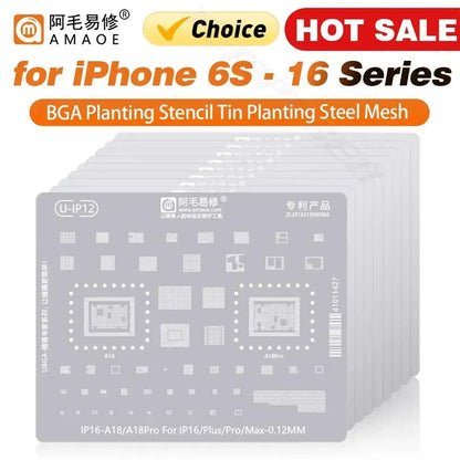 QIANLI MEGA-IDEA Black BGA Reballing Stencil Multifunction Universal Net for iPhone 6-16 Pro Max Planting Tin Steel Mesh tools