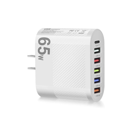 Cargador Pared USB Múltiple 6 Puertos 65W Carga Rápida Alta Velocidad (PD, QC 3.0) Adaptador Móvil para Huawei Mate 60/Xiaomi 13
