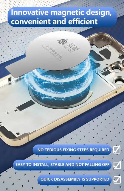 Placa Protectora Magnética Universal Vidrio Trasero Lanrui Z9 para Serie iPhone 11-16 (Protección Imán Carga Inalámbrica)