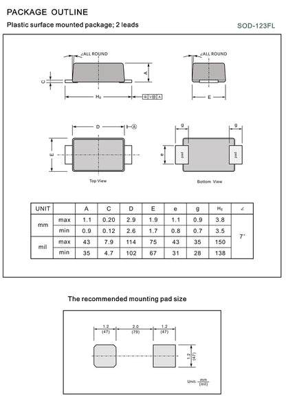 50pcs/lot SMD Transient voltage suppression diode TVS 200W 1206 SMF5.0A SMF6.0A SMF6.5A SMF7.0A SMF8.0A Unidirectional SOD-123FL