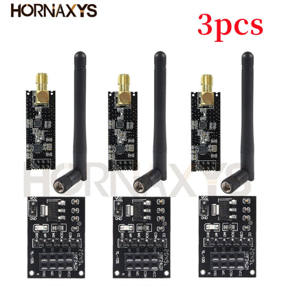 Módulo Transceptor RF Inalámbrico NRF24L01+PA+LNA (2.4G, 1100m) con Antena y Adaptador Breakout 3.3V (5 Unidades)