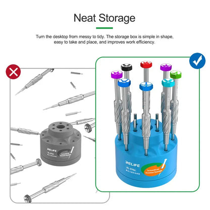 Rack Almacenamiento Herramientas Reparación Multifuncional Rotatorio 360° RELIFE RL-078A (Clasificación Ranura Multi-Agujero) Caja Herramientas