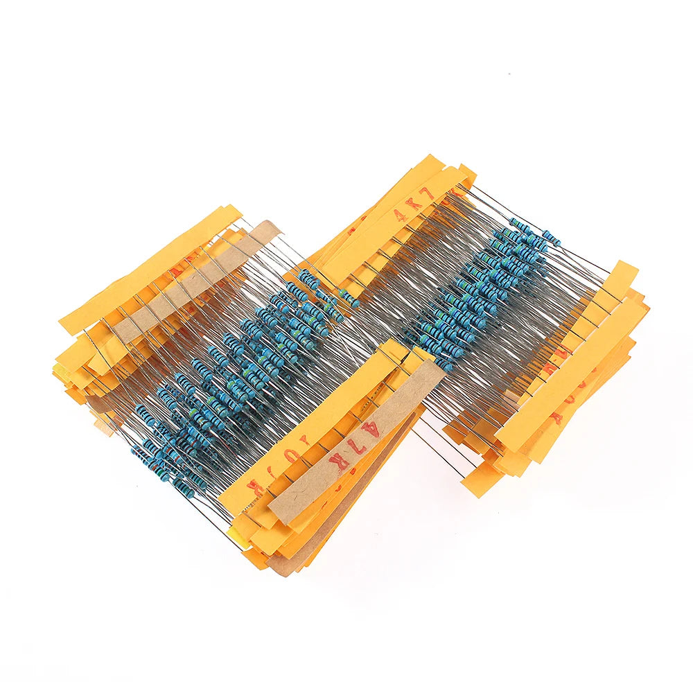 Kit Surtido Resistencias Película Metálica 1/4W 1% (1 Ohm - 10M Ohm) DIY Electrónico (500/2500 Piezas)