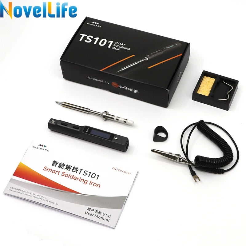 Original TS101 Electric Soldering Iron Adjustable Temperature USB Portable Digital Welding Station 65W Mini TS100 Upgraded