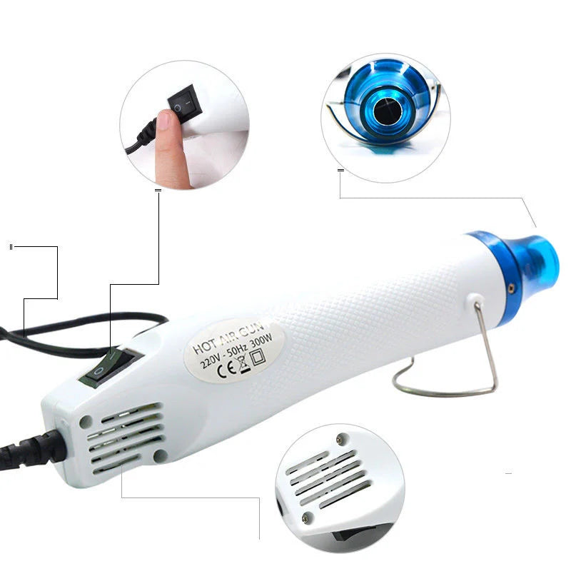 Mini Pistola Aire Caliente Eléctrica para Soldadura/Termoretráctil/Wrap Coche/Manualidades DIY (220V)