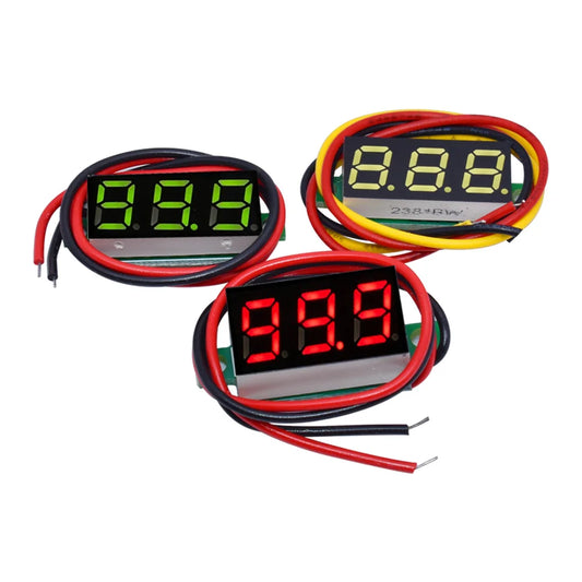 Voltímetro Digital Panel 0.36" DC 0-100V Tres Líneas LED (Rojo/Verde/Azul)