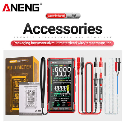 Multímetro Digital Inteligente ANENG 622B/622A True RMS 9999 Cuentas Lámpara Láser Autorango DC/AC Tester Analógico