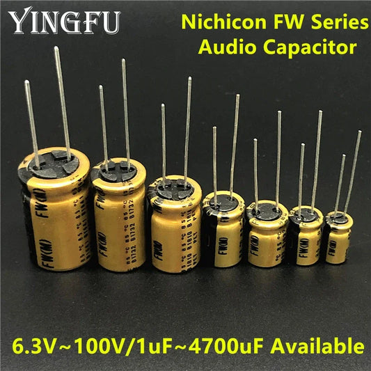 Capacitor Audio Nichicon Serie FW (1uF-4700uF, 6.3V-100V) HiFi - Unidad (Especificar Valor)