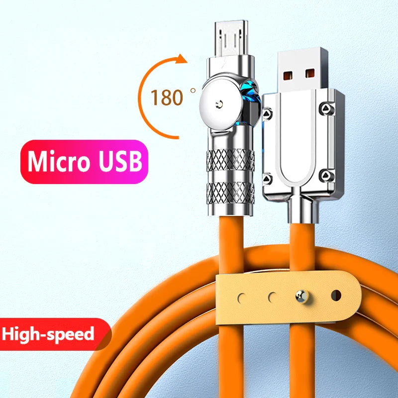 Cable Datos Micro USB Carga Rápida 120W 3A con Codo para Juegos Samsung Galaxy S7/S5/Xiaomi Android