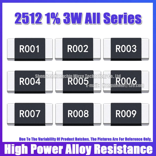 Resistencia Aleación SMD 2512 3W - Varios Valores Bajos (R001 a R300) 6.4x3.2mm - Lote 10 Piezas