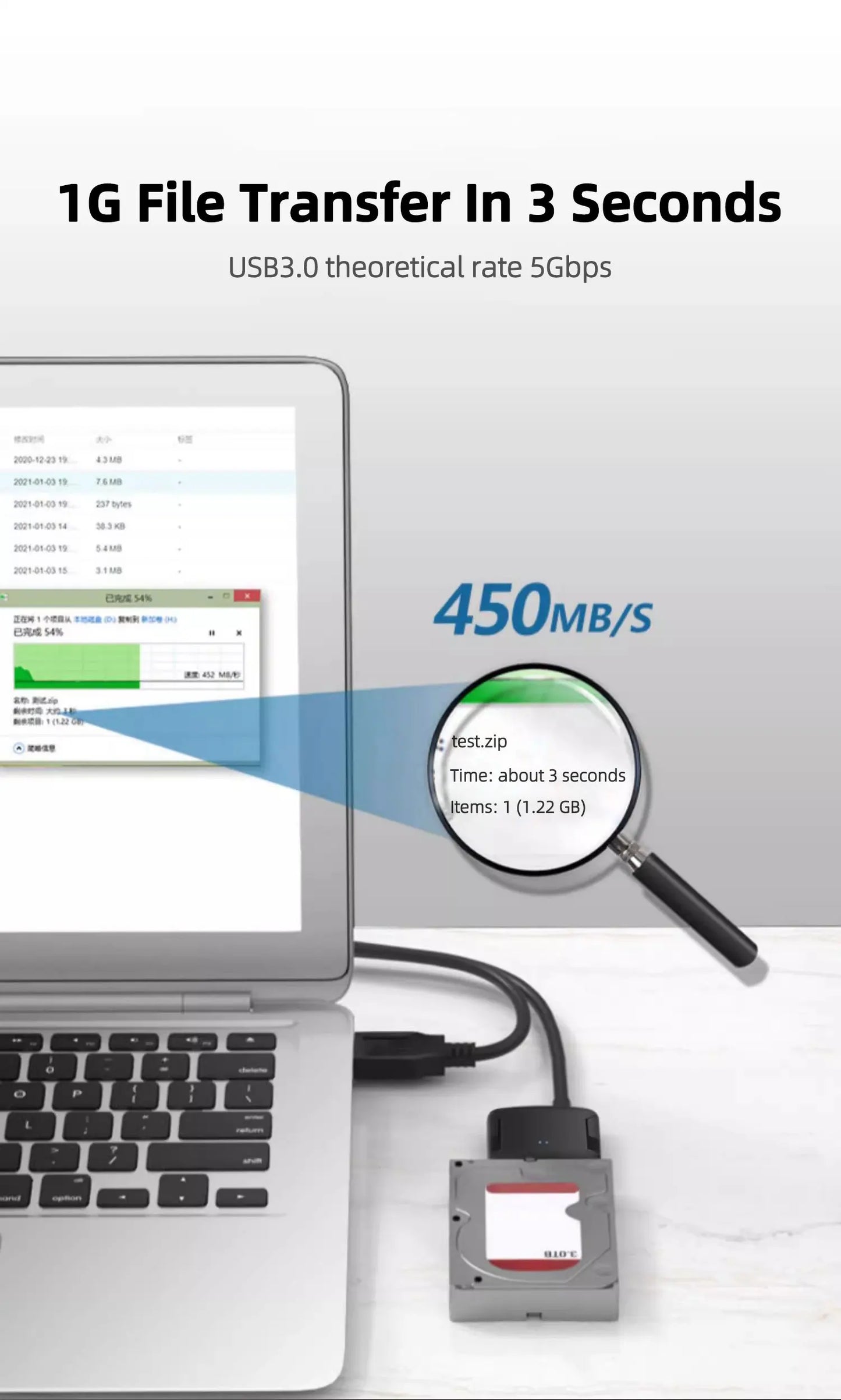 Cable Adaptador Coolcirc USB 3.0 a SATA para Disco Duro HDD/SSD Externo 2.5"