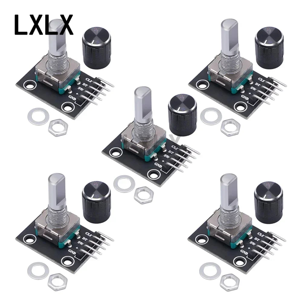 Módulo Encoder Rotatorio 360 Grados KY-040 con Botón (15x16.5mm) para Arduino (5 Unidades)