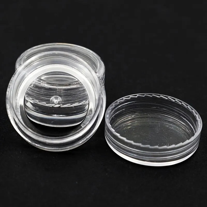 Caja Almacenamiento Plástico Transparente Redonda Pequeña para Joyería/Cuentas/Maquillaje (Set 50 Unidades)