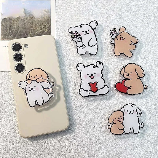 Soporte Anillo Dedal Teléfono Griptok Diseño Coreano Cachorro Cartoon para iPhone 16/Samsung/Universal
