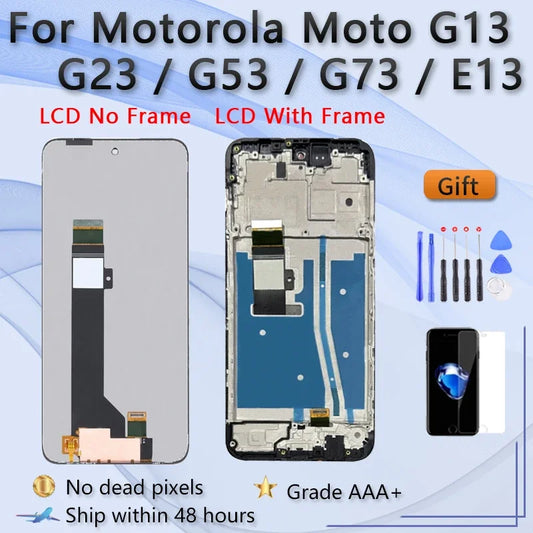 6.5" OEM LCD For Motorola Moto G13 G23 G53 G73 E13 XT2335-2 Display Touch Screen Digitizer Replacement With Frame