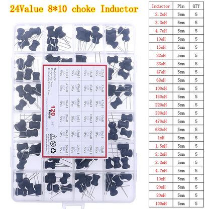 Kit Inductores Forma I (Tipo Choke) - Varios Tamaños y Valores (uH a mH) en Caja