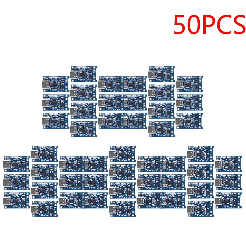 Lote 10/50 Pcs Módulo Cargador Batería Litio TP4056 USB-C 5V 1A 18650 con Protección Dual