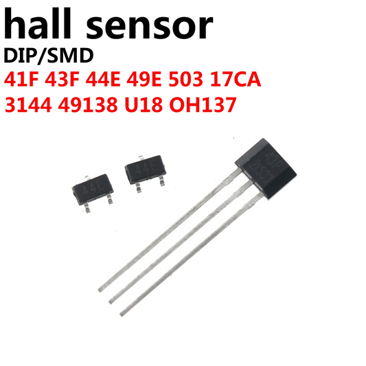 Sensor Efecto Hall SMD - Varios Tipos (41F, 43F, 44E, 49E, 3144, OH137, etc.) - Lote 50 Piezas