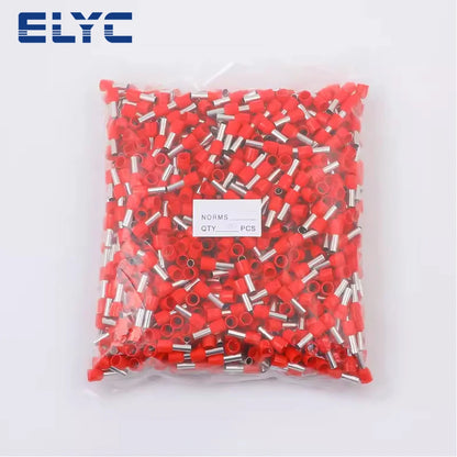 Conector Ferrule Cobre Oricalco Terminal Punta Cable Aislado Crimp (0.5-6mm², 22-10AWG, E0510-E6010) (1000 Unidades)