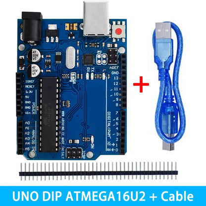 Placa Desarrollo Arduino UNO R3 (Oficial Certificada, ATMEGA16U2 + MEGA328P) con Cable USB Tipo A a B