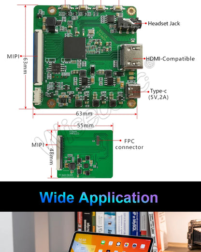 OLED Display 8 Inch 2K 2480x1860 IPS Amoled Screen Laptops Raspberry Pi Project OLED Screen Default Landscape Driver Board