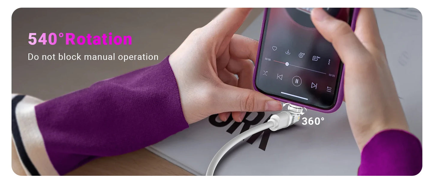 Adaptador Magnético AUFU USB-C Hembra a Tipo C Macho 9 Pines (240W Carga Rápida) Convertidor para iPhone 15/16/Laptop/Macbook/Samsung