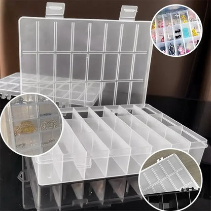 Caja Almacenamiento Plástico Compartimentos (24 Rejillas) Organizador Joyería/Pendientes/Cuentas/Tornillos Contenedor Hogar