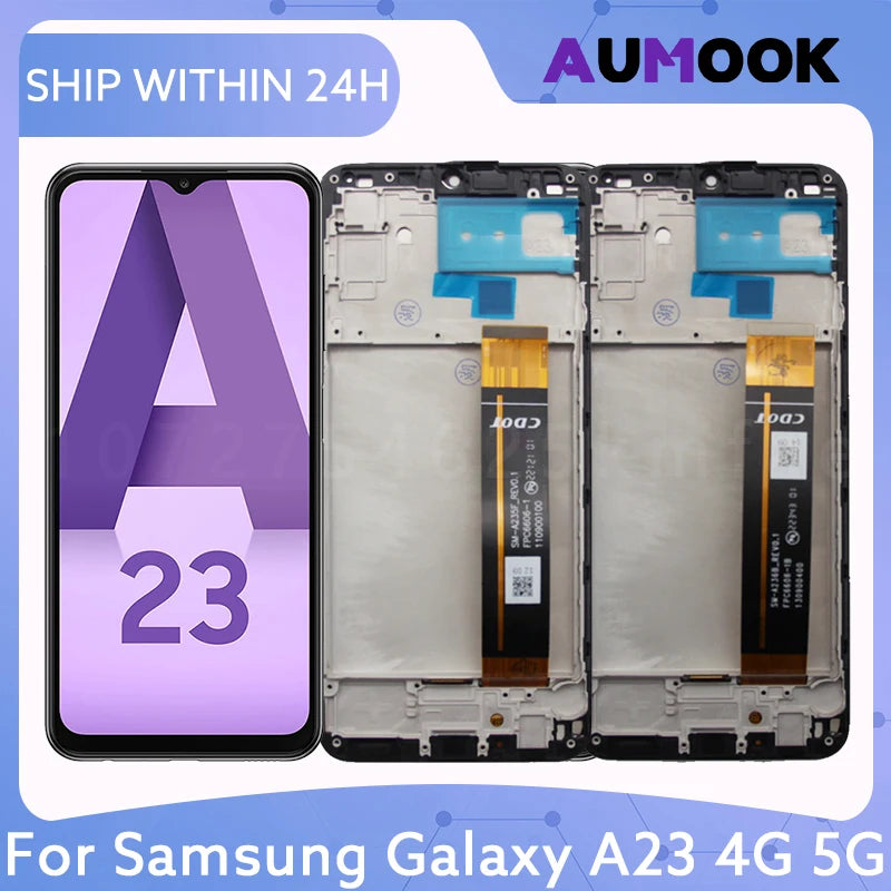 Pantalla LCD para Samsung Galaxy A23 4G 5G A235 A236, Panel de montaje de digitalizador con pantalla táctil con marco, piezas de repuesto de pantalla LCD