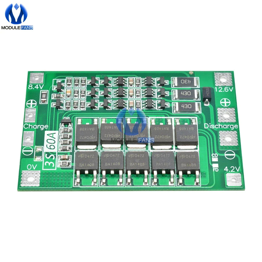3S/4S Bms Balance 20A 30A 40A 60A 12V/24V Li-ion Lithium Battery Charger Protection Board 18650 BMS Equalizer Enhance/Balance