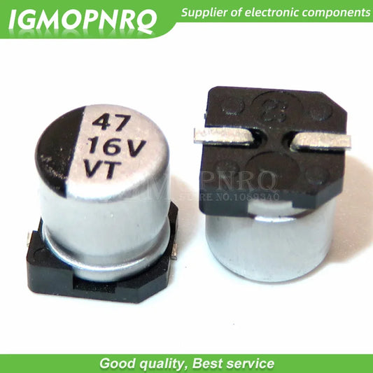 Capacitor Electrolítico Aluminio SMD (47uF, 16V, 5.5x5.5mm) - Pack 10 Unidades