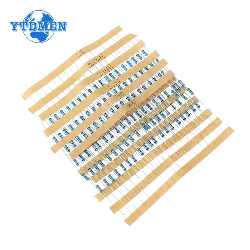 Kit Resistencias Película Metálica 1/4W 1% (2 Ohm - 3.3 Ohm) para Reparación Airbag Auto (120 Unidades)