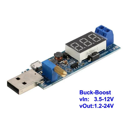 Módulo Convertidor Buck-Boost USB 5V a 1.2-24V DC-DC Regulador Voltaje Ajustable