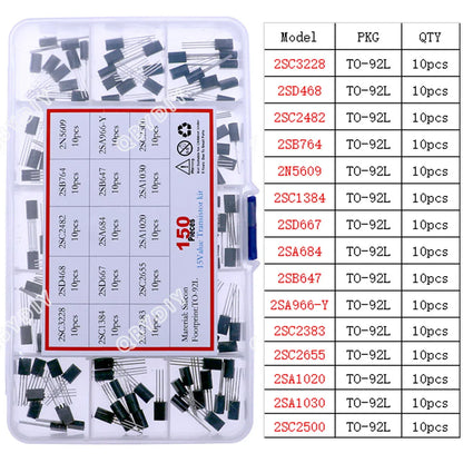 Kit Surtido Transistores/Semiconductores THT (TO-92/126/220) - MOSFET/BJT/Tiristor en Caja