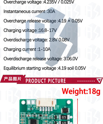 4S 3.2V/3.7V 18650 20A Lifepo4 Battery Balanced BMS board with balanced With cable