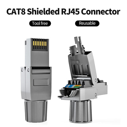 Conector RJ45 Industrial ZoeRax (Cat8/Cat7/Cat6a) Tool-Free Blindado Terminación Modular (1 Unidad)